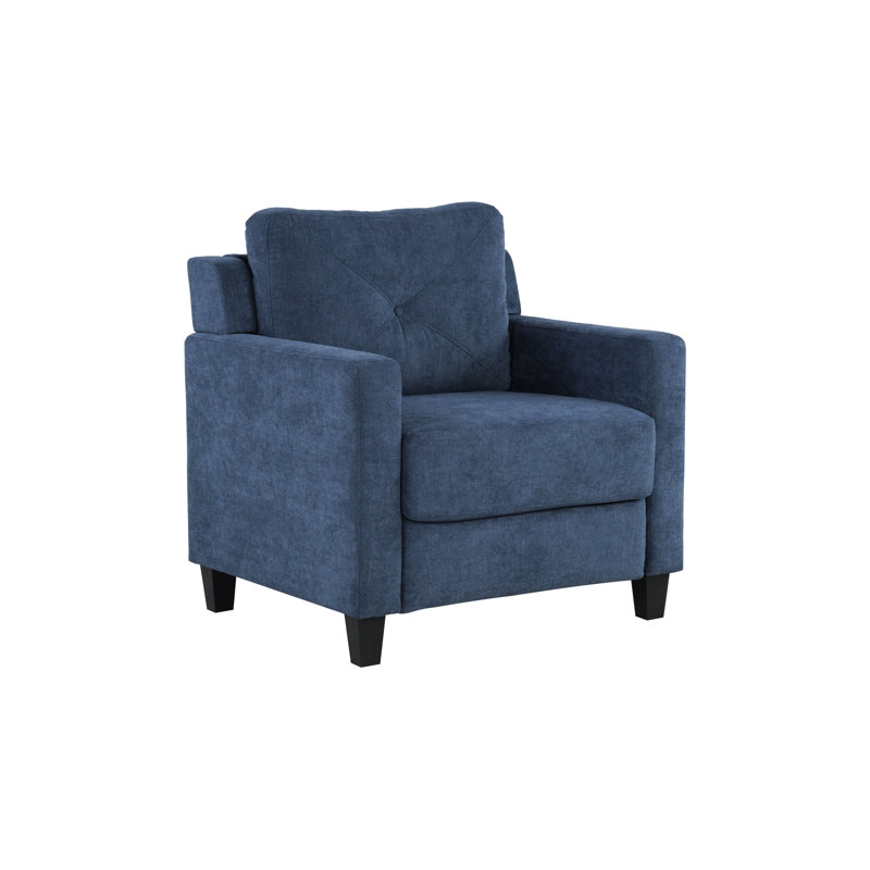 Latitude Run Navy Blue Accent Chair with Track Arms and Button Tufted Cushion Wayfair